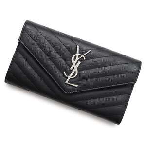 Saint Laurent Paris Monogram Quilted Flap Wallet Black